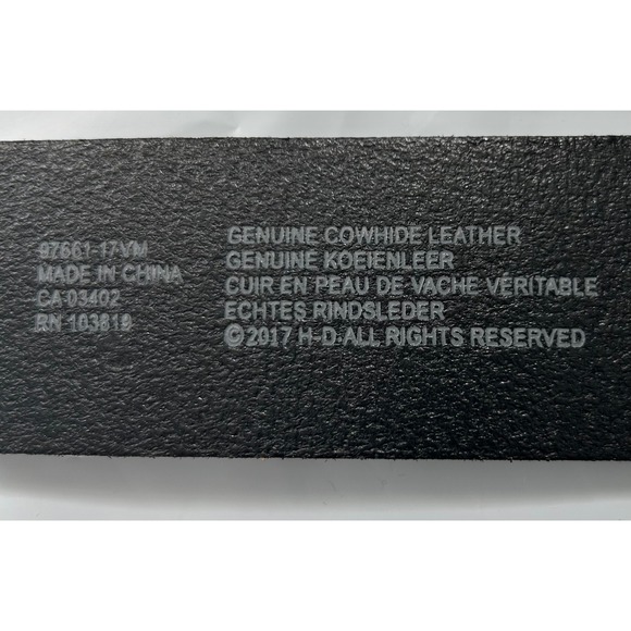 Harley Davidson Mens Black Leather Belt Strap Debossed Logo 30 Biker No Buckle - Picture 4 of 12